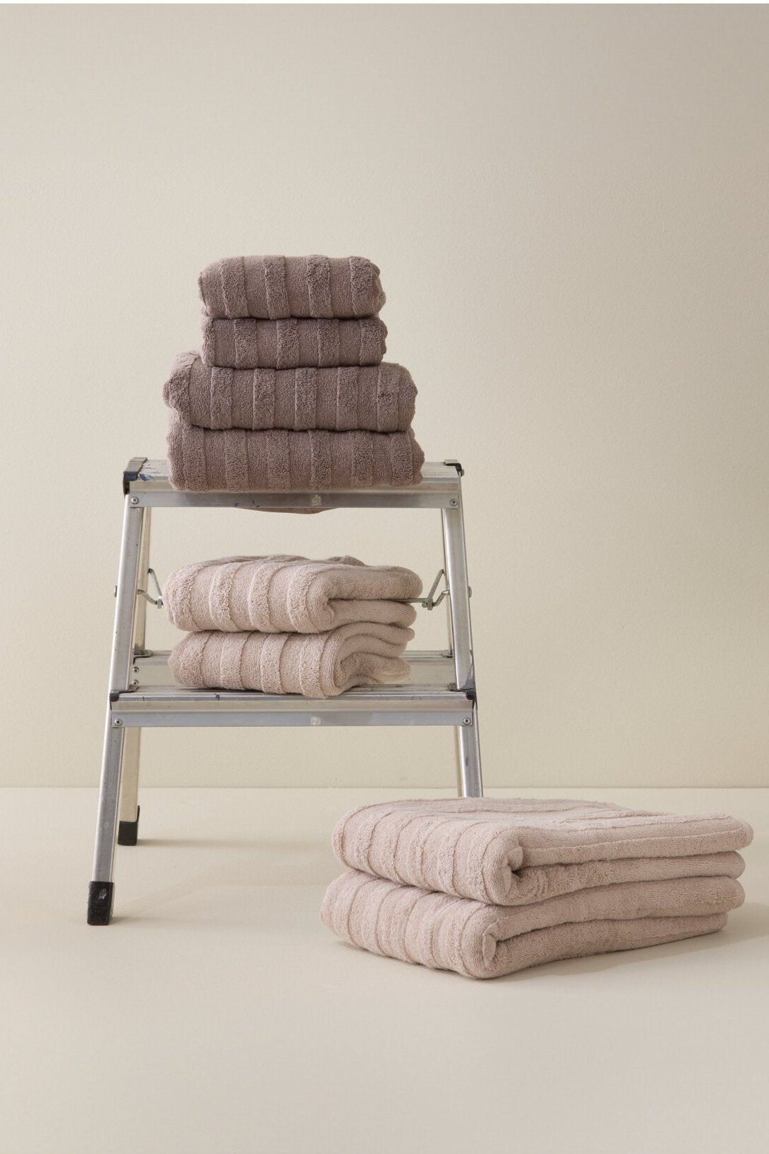 Terry Stripe håndklæde sæt, Rosa - 4 stk.